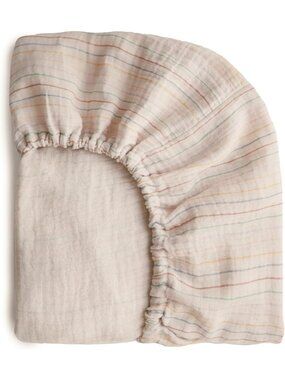 Extra Soft Muslin Fitted Crib Sheet | 192 Thread Count | 28"x52" | Retro Stripes